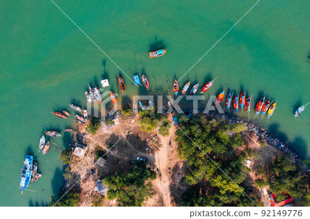 Aerial view of Pak Nam Pranburi Estuary in Prachuap Khiri Khan, Thailand Aerial view of Pak Nam Pranburi Estuary in Prachuap Khiri Khan, Thailand 92149776