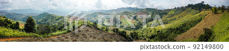 Aerial view of Curvy road number 3 in the mountain of Pua district, Nan province, Thailand Aerial view of Curvy road number 3 in the mountain of Pua district, Nan province, Thailand 92149800