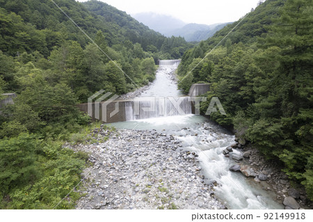 Sabo dam in the mountains Japan Yamakawa dam sediment disaster prevention Sabo dam in the mountains Japan Yamakawa dam sediment disaster prevention 92149918