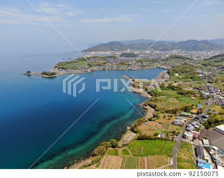 水俁市美麗的海岸線鳥瞰圖 92150075