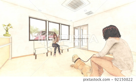 動物醫院檢查室疾病臘腸鬥牛犬插圖 動物醫院檢查室疾病臘腸鬥牛犬插圖 92150822