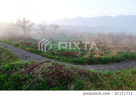 Rural scenery of Minamiaso village before dawn Rural scenery of Minamiaso village before dawn 92151711