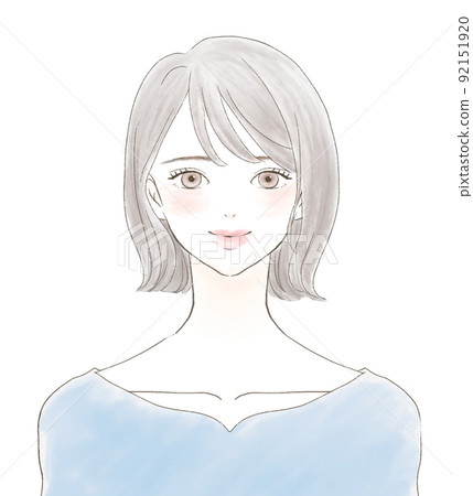 微笑的女人上半身鮑勃 微笑的女人上半身鮑勃 92151920