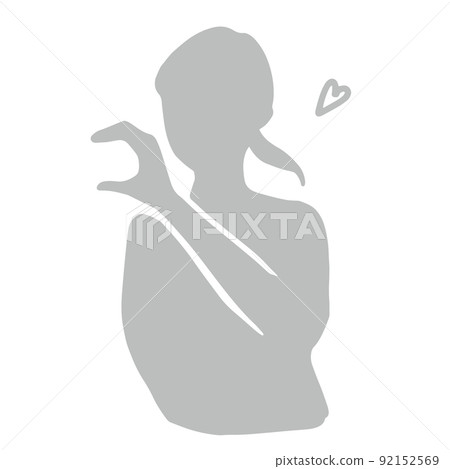 Silhouette illustration of a woman making a gesture of one of the finger hearts Gray Silhouette illustration of a woman making a gesture of one of the finger hearts Gray 92152569