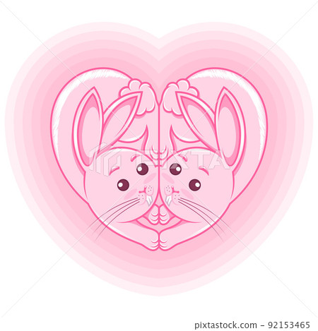 Illustration of heart shaped rabbits 92153465