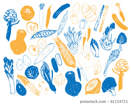 蔬菜兩色調插圖集 92154721