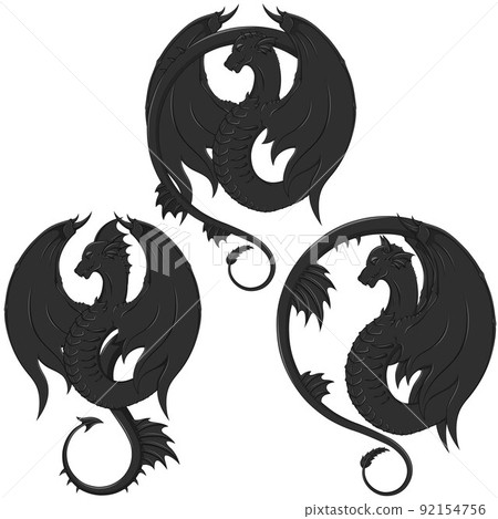 Winged Dragons Vector Design 92154756