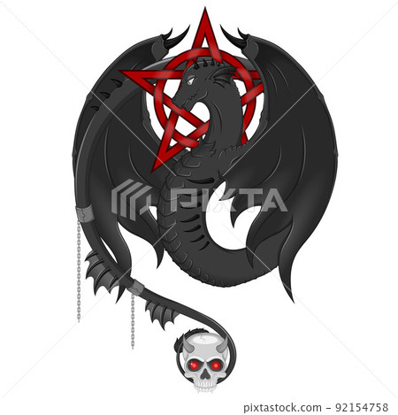 Dragon vector design with pentagram Dragon vector design with pentagram 92154758