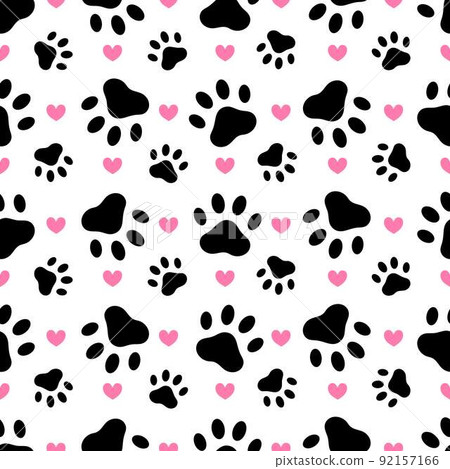 Paw print dog cat, seamless pattern. Vector illustration.	 92157166