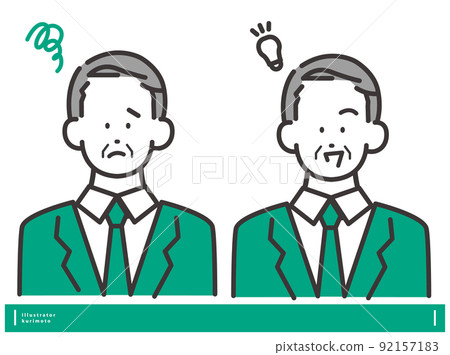 Men in trouble and men inspiring Vector illustration material Before and after facial expression set Men in trouble and men inspiring Vector illustration material Before and after facial expression set 92157183