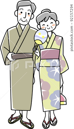 Senior couple in yukata 92157294
