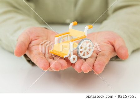 Long-term care image. Wheelchair and middle woman 92157553