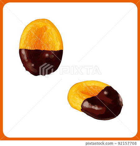 手繪水彩巧克力覆蓋的干杏插圖 01 92157708