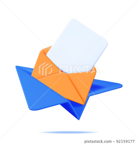 3D Mail Envelope in Paper Plane and Notification 92159177