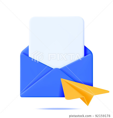 3D Mail Envelope and Paper Plane 92159178