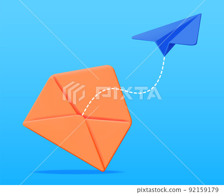 3D Mail Envelope and Paper Plane 92159179
