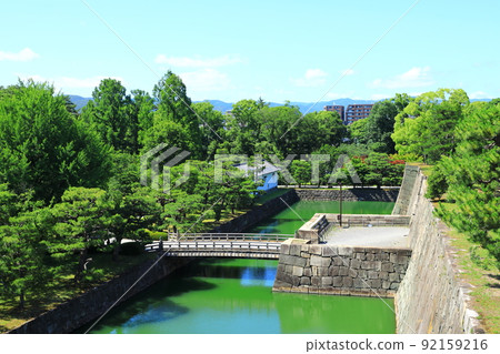 Nijo Castle, the former Rikyu in early summer, the view of Uchibori seen from the castle tower Nijo Castle, the former Rikyu in early summer, the view of Uchibori seen from the castle tower 92159216