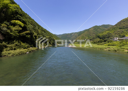 Regional landscape of the Niyodo River (Ochi Town, Kochi Prefecture) as seen from Asao Submersible Bridge Regional landscape of the Niyodo River (Ochi Town, Kochi Prefecture) as seen from Asao Submersible Bridge 92159286