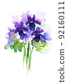 A small bouquet of violets. Watercolor illustration 92160111