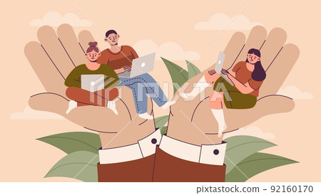 Professional support in workplace. Workers... - Stock Illustration ...