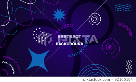 Abstract shape landing. Geometric modern technology pattern. Silhouette and line elements. Minimalist template with repeated texture. Spiral and round figures. Vector blue background 92160194