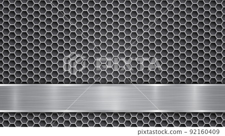 Metal background with holes and a polished plate 92160409