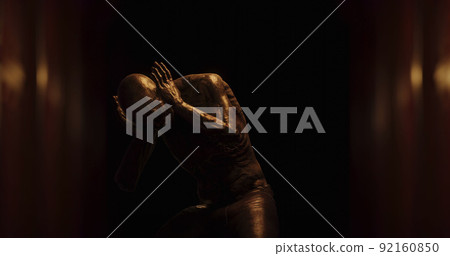 Image of human like monster in dark tunnel being stunned Image of human like monster in dark tunnel being stunned 92160850