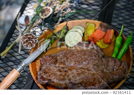 Image of BBQ grilled meat in the camp Image of BBQ grilled meat in the camp 92161411