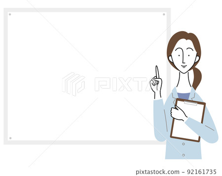 A female doctor holding a binder and explaining with a smile A female doctor holding a binder and explaining with a smile 92161735