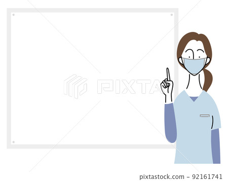用手指解釋的女牙醫（淺藍色制服） 92161741