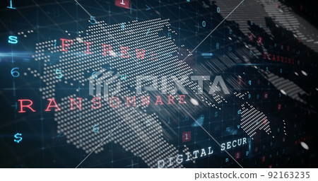 Image of data processing over cyberattack warning Image of data processing over cyberattack warning 92163235