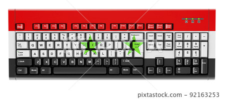 Syrian flag painted on computer keyboard. 3D rendering 92163253