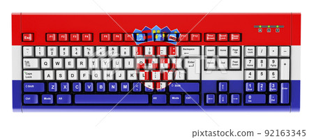 Croatian flag painted on computer keyboard. 3D rendering Croatian flag painted on computer keyboard. 3D rendering 92163345