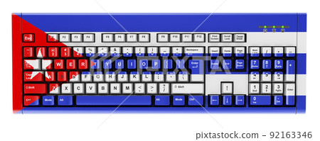 Cuban flag painted on computer keyboard. 3D rendering Cuban flag painted on computer keyboard. 3D rendering 92163346