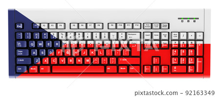 Czech flag painted on computer keyboard. 3D rendering Czech flag painted on computer keyboard. 3D rendering 92163349