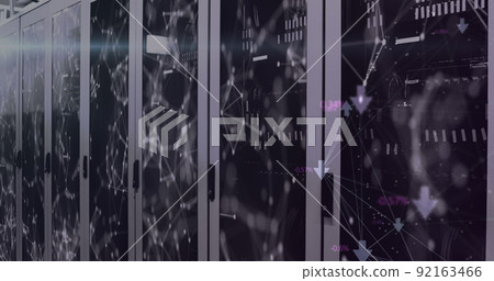 Image of network of connections over server room 92163466