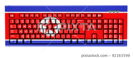 North Korean flag painted on computer keyboard. 3D rendering 92163599