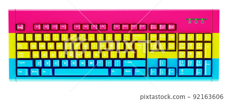 Pansexual flag painted on computer keyboard. 3D rendering 92163606