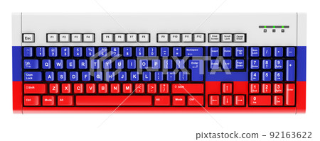 Russian flag painted on computer keyboard. 3D... - Stock Illustration ...