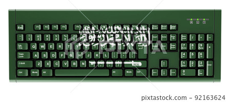 Saudi Arabian flag painted on computer keyboard. 3D rendering Saudi Arabian flag painted on computer keyboard. 3D rendering 92163624