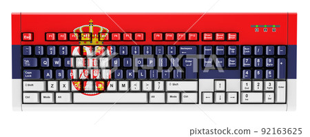 Serbian flag painted on computer keyboard. 3D rendering Serbian flag painted on computer keyboard. 3D rendering 92163625