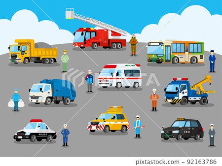 工作的汽車和人 92163786