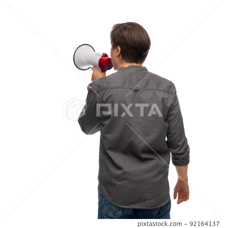 man with megaphone 92164137