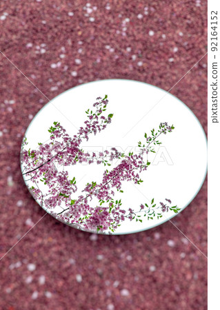 cherry tree blossoms reflection in round mirror cherry tree blossoms reflection in round mirror 92164152