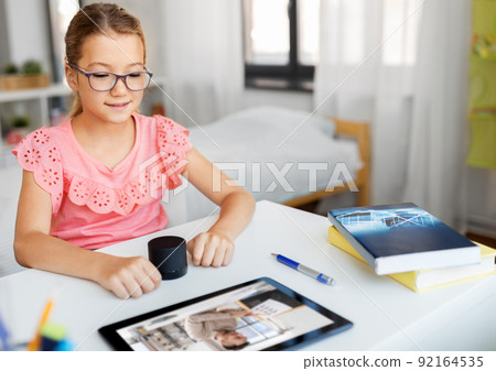 student girl with tablet pc learning online student girl with tablet pc learning online 92164535