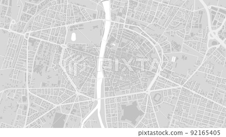 White and light grey Parma City area vector background map, streets and water cartography illustration. 92165405