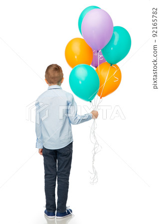 happy boy with balloons 92165782