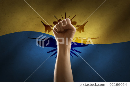 hand or fist fighting against war in ukraine 92166034