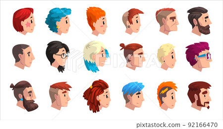 People Head Turned Sideways with Different Hairstyles Vector Big Set People Head Turned Sideways with Different Hairstyles Vector Big Set 92166470