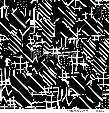 Vector geometric seamless pattern. RBlack and white doodle abstract background Vector geometric seamless pattern. RBlack and white doodle abstract background 92166672